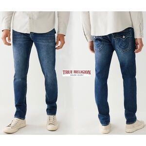 TRUE RELIGION MEN NWT ROCCO BIG T FLAP RELAXED SKINNY DARK ROPER JEAN.SIZE 34X32